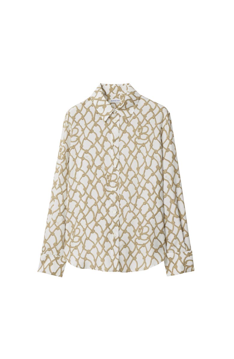 Burberry Knot Silk Shirt, Alternate, color, Thatch