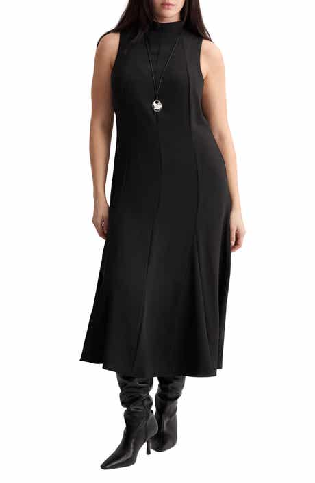 Mock Neck Sleeveless Midi Dress