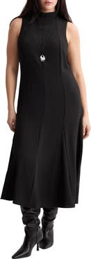MANGO Mock Neck Sleeveless Midi Dress
