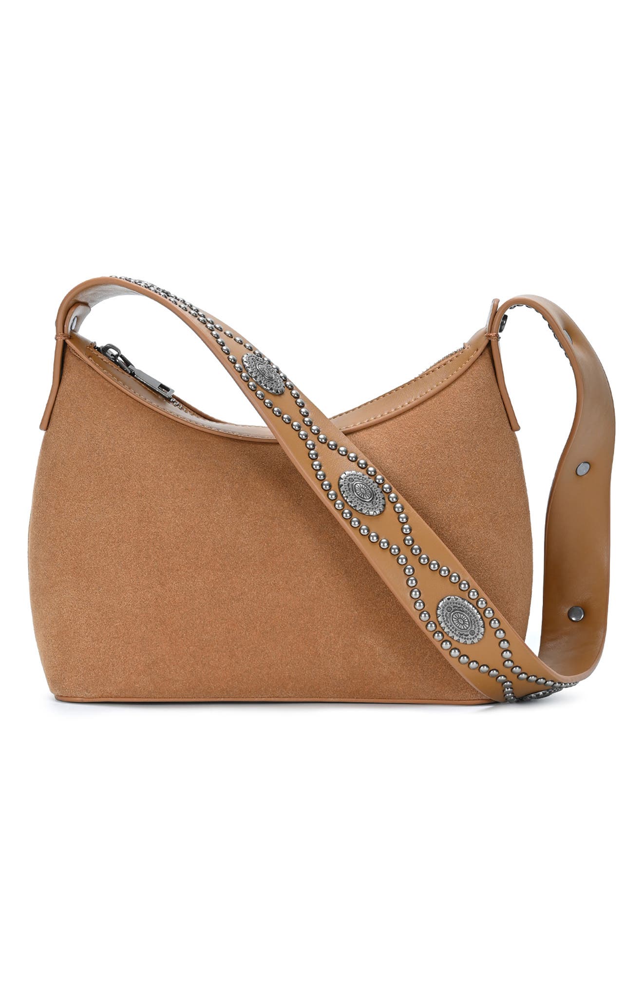 Western Studded Strap Leather Shoulder Bag, Alternate, color, TAN
