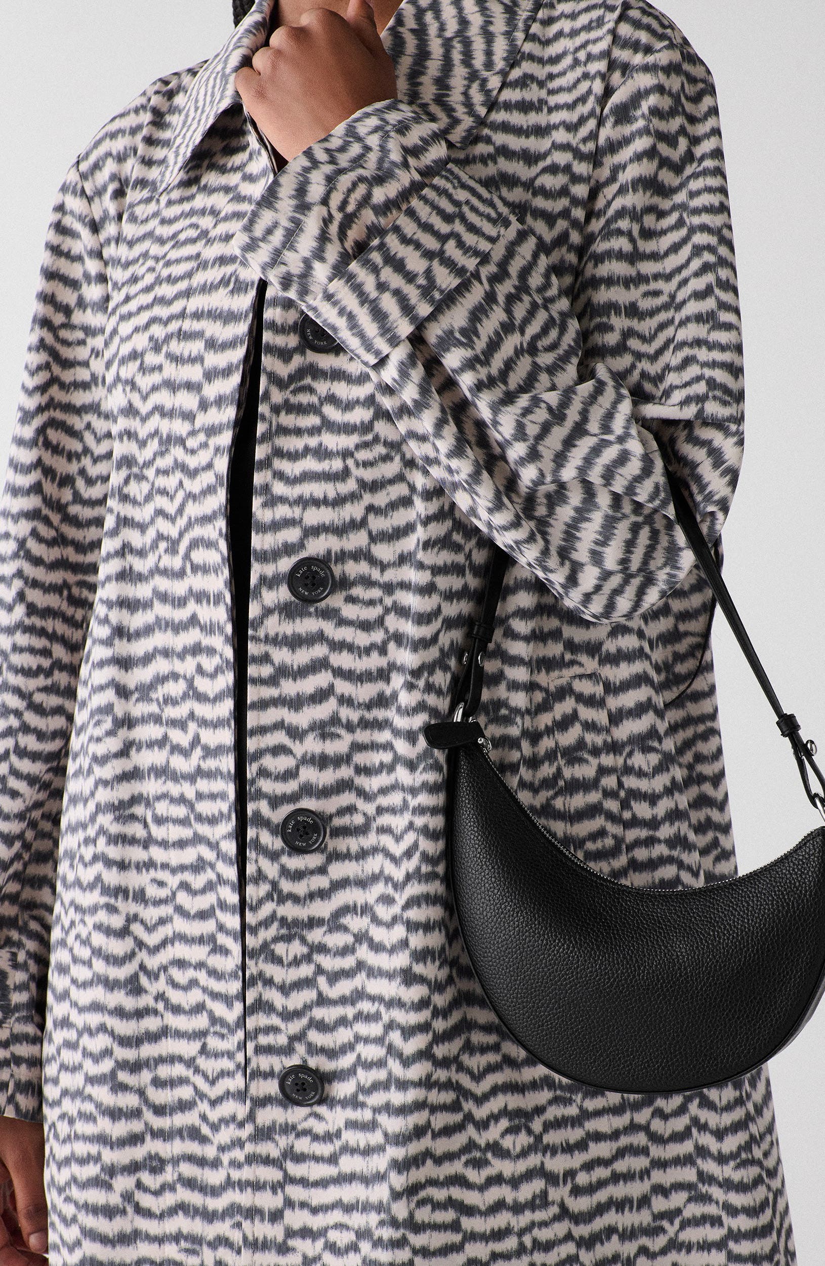 Kate Spade New York mini duo pebble leather crossbody bag, Alternate, color, Black/ Silver