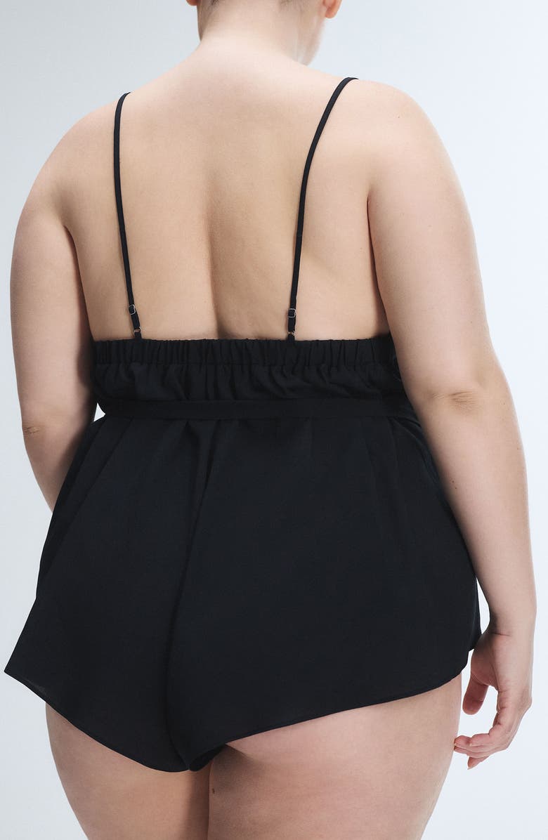 SAVAGE X FENTY Lacestruck Sleep Romper, Alternate, color, Tiramisu Tan/ Black Caviar