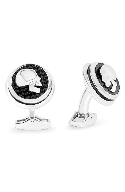 Carbon Skull Cuff Links