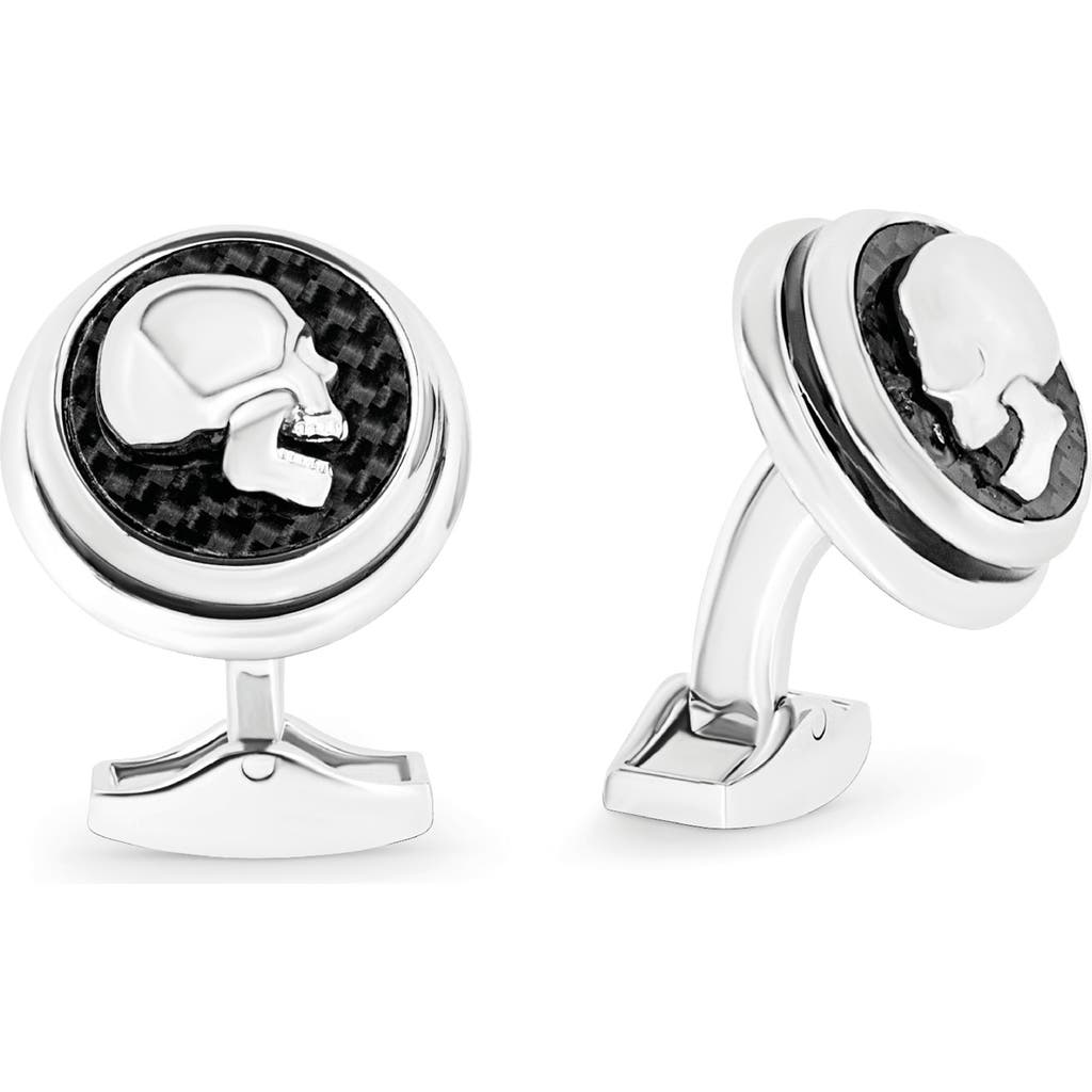 Tateossian Carbon Skull Cuff Links in Black  product