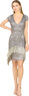 LARA New York Beaded Fringe Short Cocktail Dress