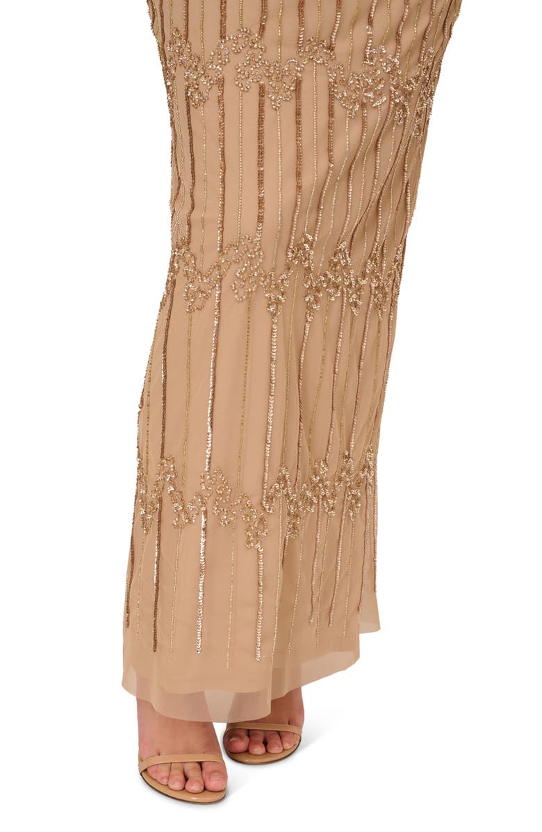 Adrianna Papell Beaded Evening Gown, Alternate, color, Champagne Gold