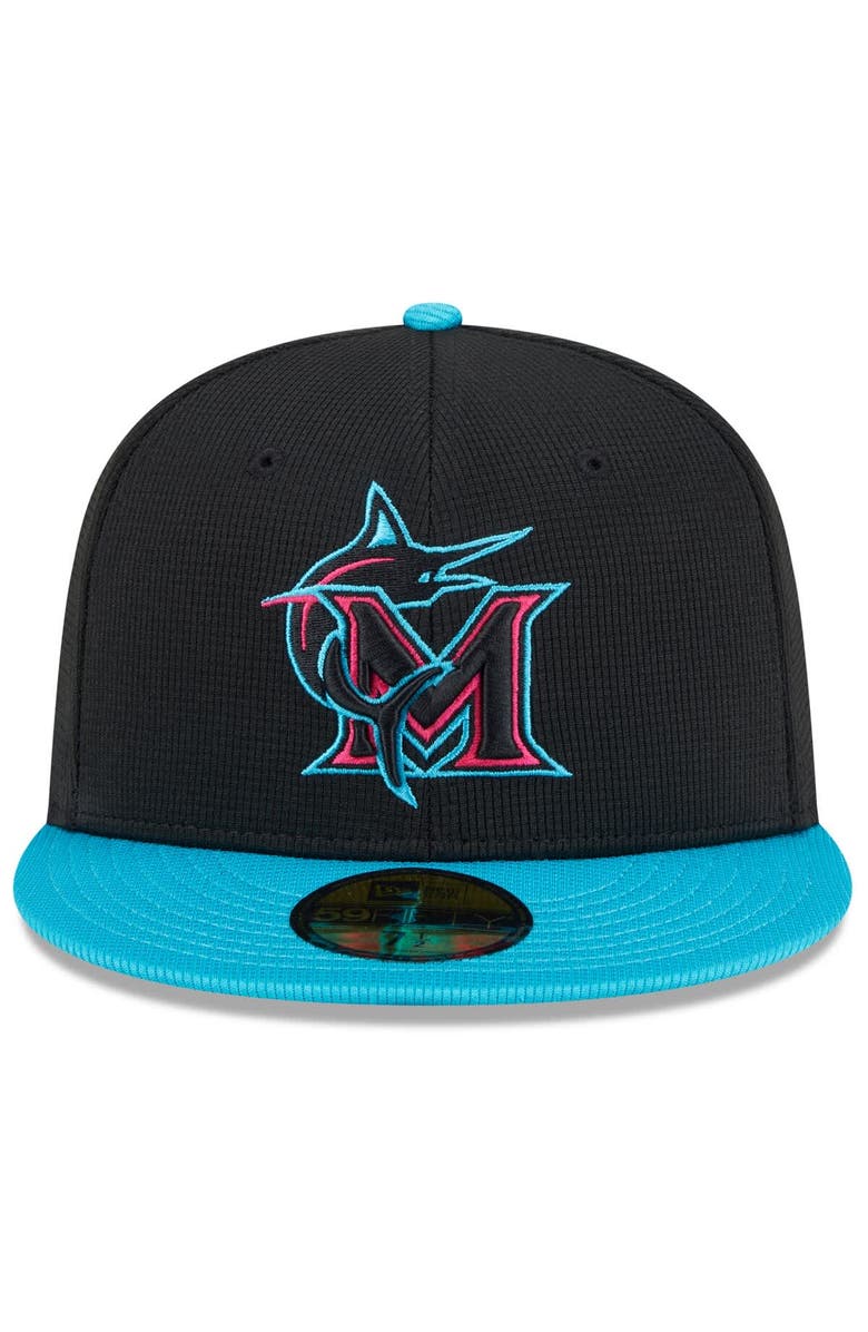 New Era Men's New Era Black/Teal Miami Marlins 2025 City Connect Batting Practice 59FIFTY Fitted Hat, Alternate, color, 