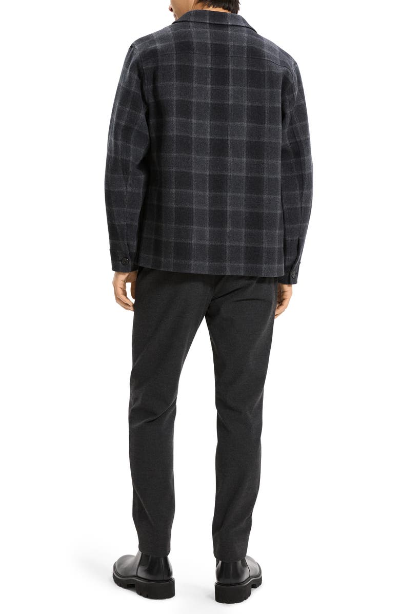Theory Plaid Wool & Cashmere Flannel Button-Up Shirt Jacket, Alternate, color, Dark Charcoal Multi - Sm2