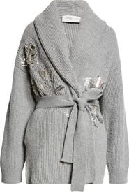 Golden Goose Embellished Virgin Wool Belted Cardigan