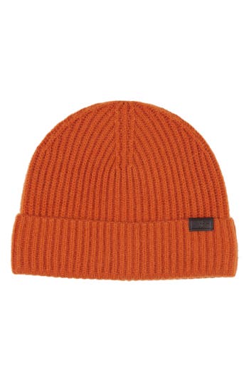 Hickey Freeman Cashmere Cardigan Stitch Beanie In Orange