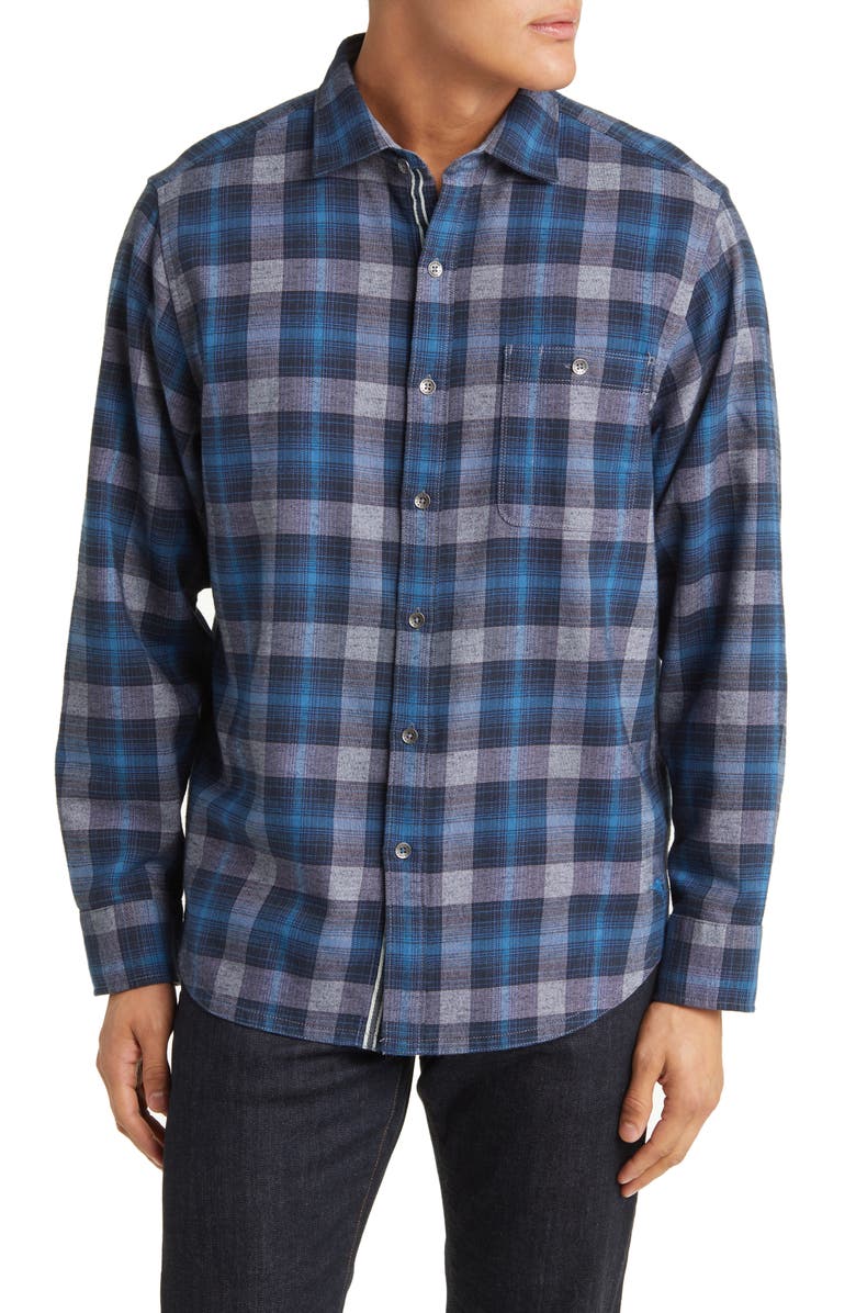 Tommy Bahama Canyon Beach Cozy Check Flannel Button-Up Shirt, Main, color, 