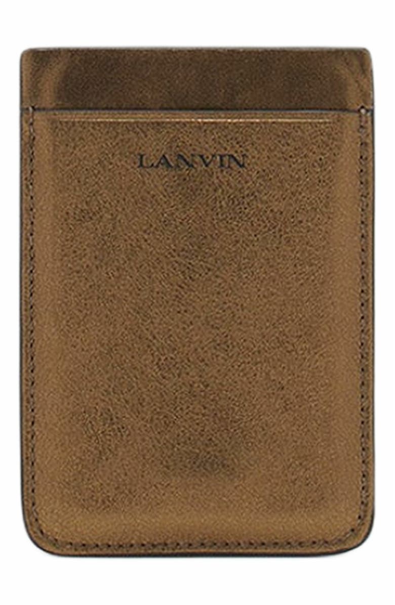 Lanvin Magnetic Cardholder In Metallic Grained Leather, Main, color,