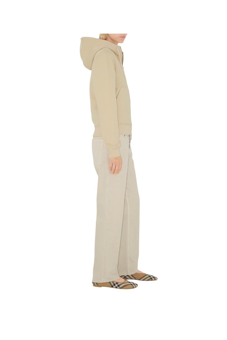 Check Label Cotton Zip Hoodie, Alternate, color, Nutmeg beige