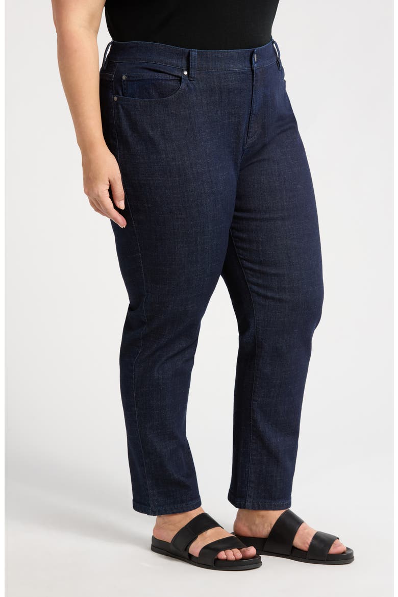 High Waist Slim Straight Jeans, Alternate, color, DEEP INDIGO