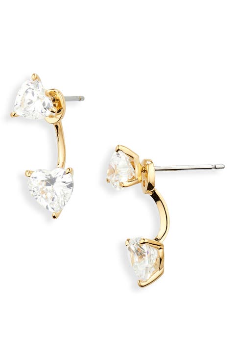 Cubic Zirconia Heart Front/Back Earrings