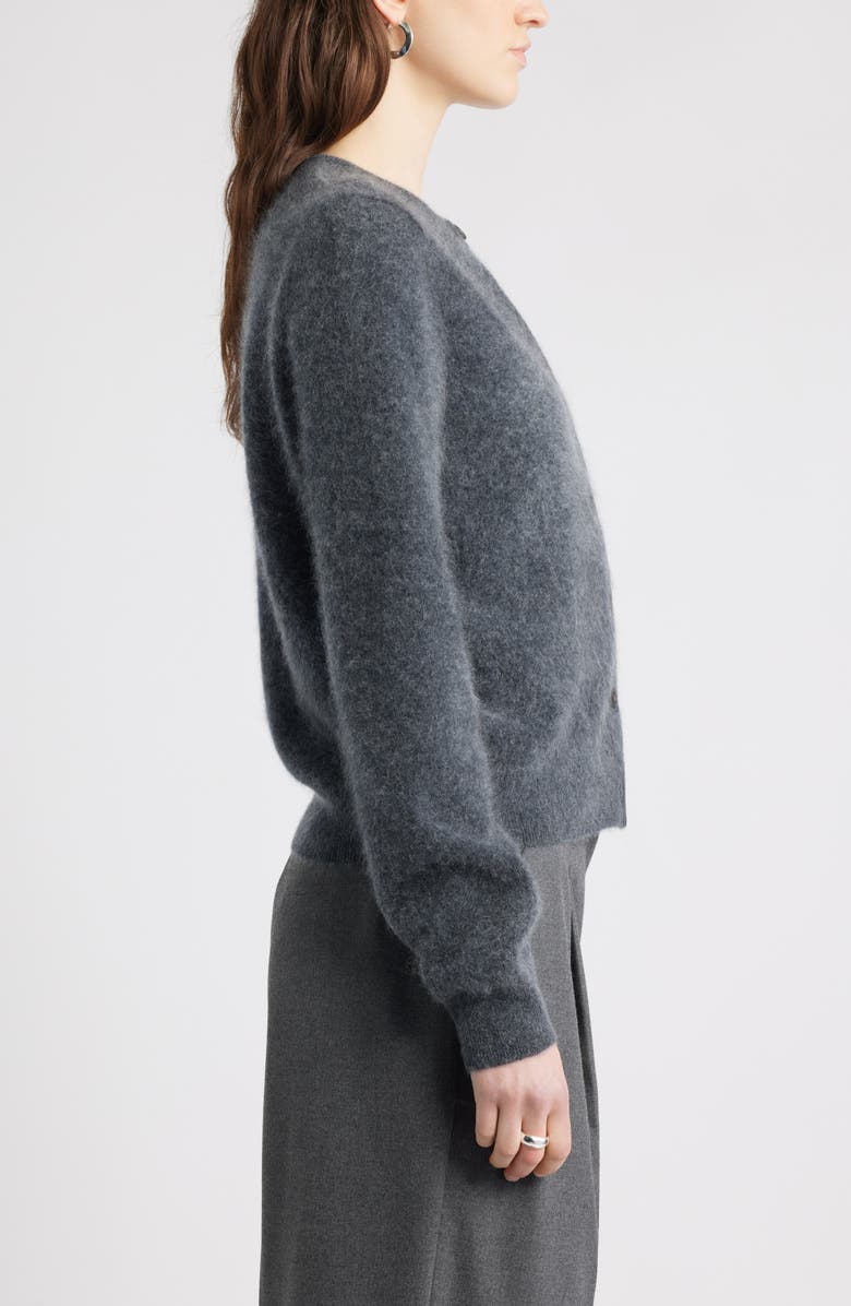 Nordstrom Brushed Cashmere Cardigan, Alternate, color, Grey Onyx Heather