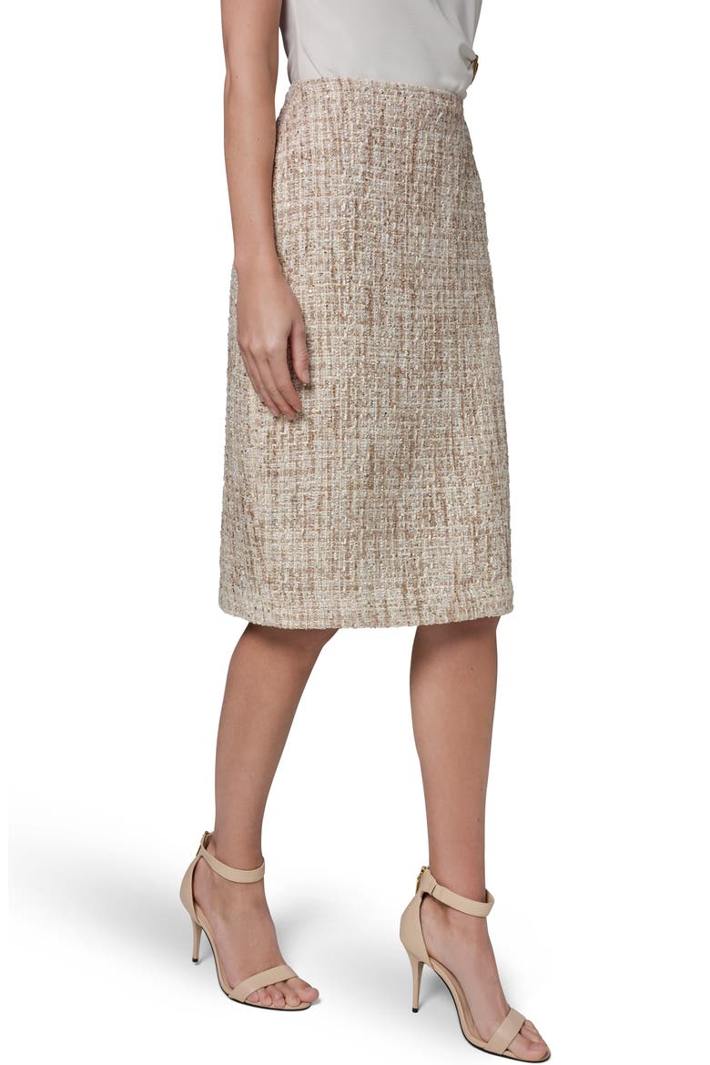 Sequin Tweed Pencil Skirt, Alternate, color, BEIGE/ DARK CREAM MULTI