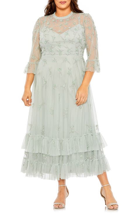 High Neck Embellished Flutter Half Length Sleeve