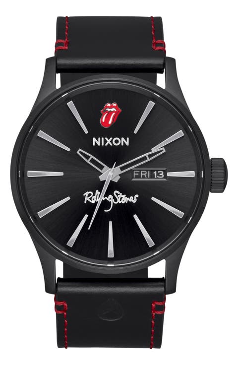 x Rolling Stones Sentry Leather Strap Watch, 42mm