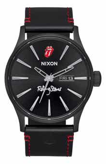 x Rolling Stones Sentry Leather Strap Watch, 42mm