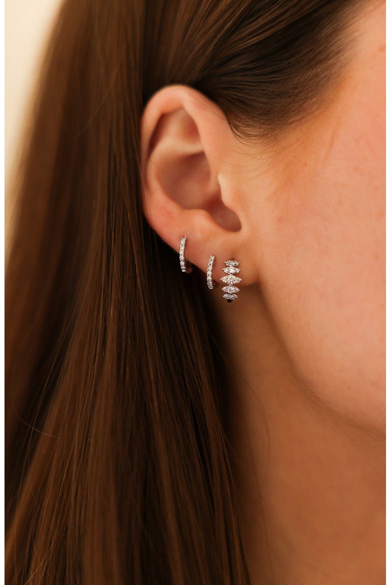 Mini Diamond Huggie Hoop Earrings, Alternate, color, WHITE GOLD