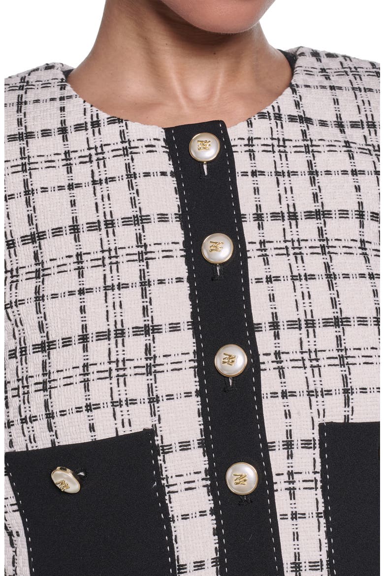 Contrast Stitch Tweed Jacket, Alternate, color, BISQUE/ BLACK