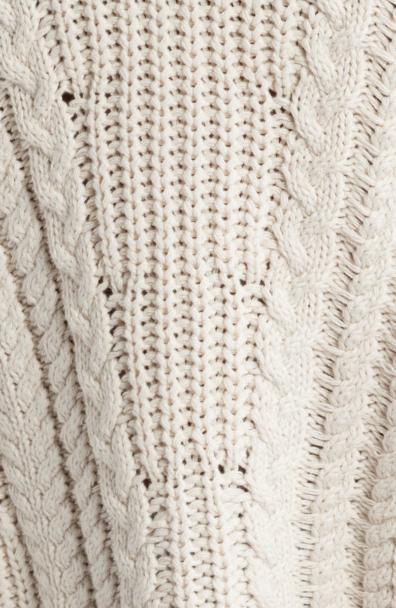 PacSun Magnolia Oversize Cable Stitch Cotton Sweater, Alternate, color, Ivory