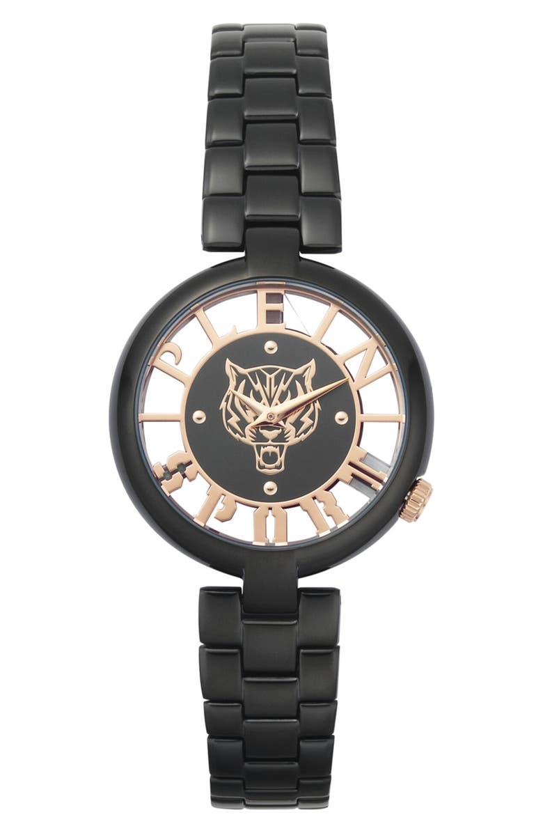 PLEIN SPORT Tiger Luxe Quartz Bracelet Watch, 36mm, Main, color, Black