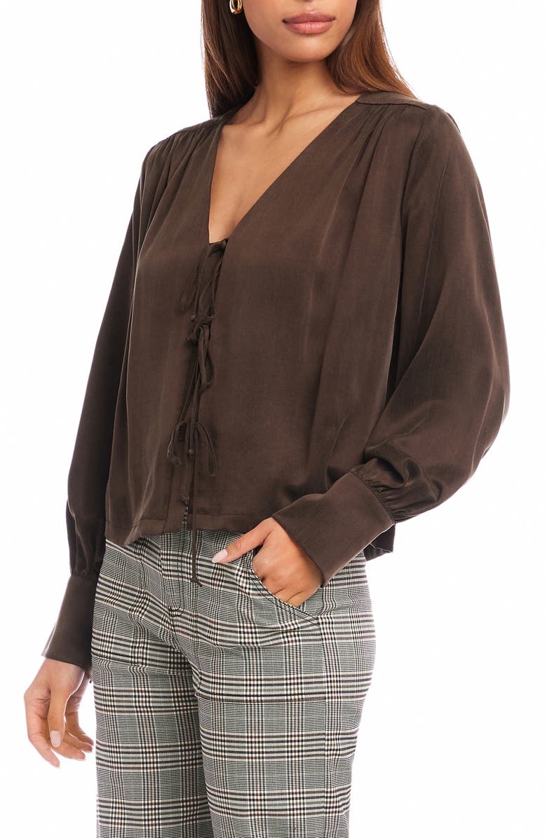 FIFTEEN TWENTY Kayla Tie Front Top, Alternate, color, Brown