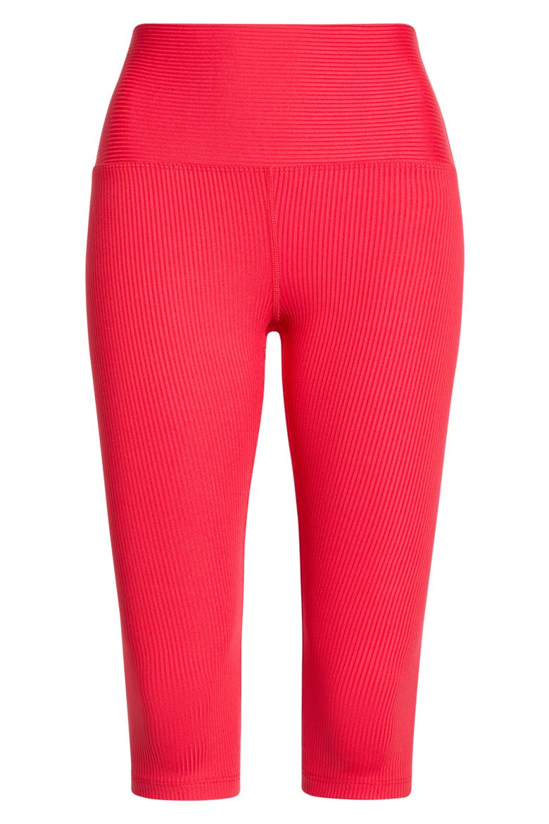 Ribbed High Waist Capri Leggings, Alternate, color, CHERRY