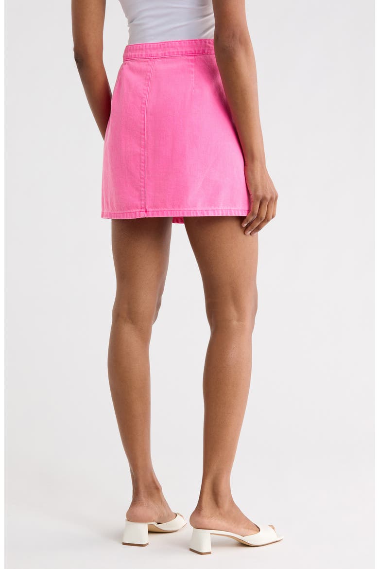 Kris Button Front Cotton A-Line Miniskirt, Alternate, color, PINK GLO