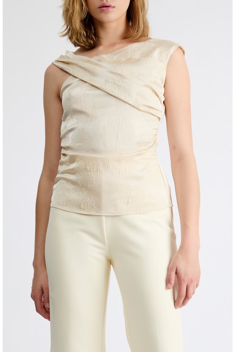 Isla Satin Asymmetric Neck Top, Main, color, BEIGE