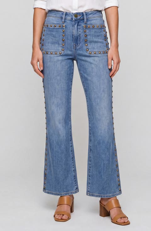 Hannah Studded Pocket Flare Jeans
