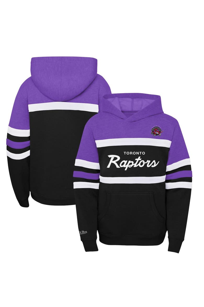 Youth Mitchell & Ness Purple/Heather Gray Toronto Raptors Hardwood Classics Head Coach Pullover Hoodie, Alternate, color, Purple