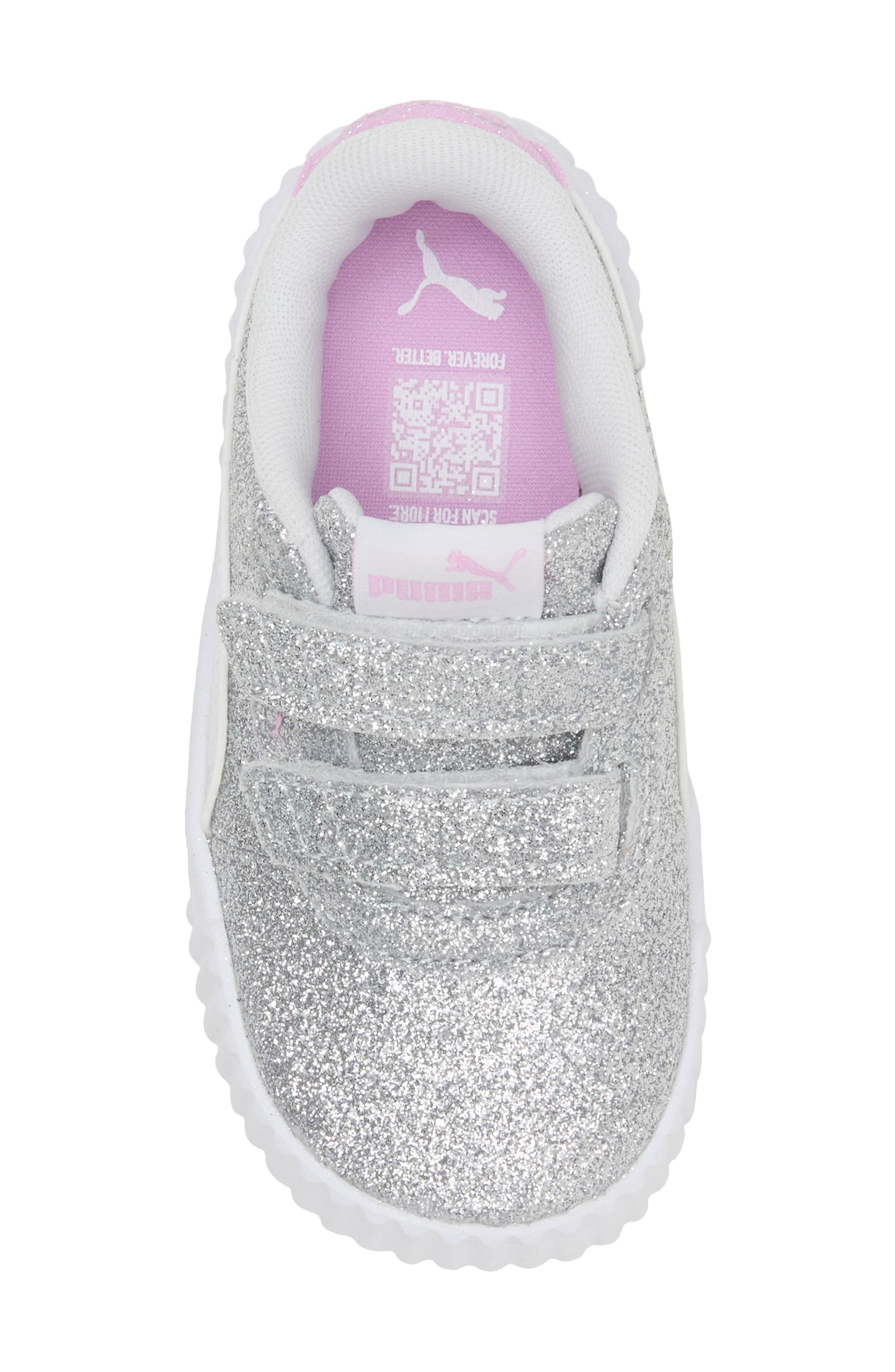 Kids' Carina 3.0 Glitz V Sneaker, Alternate, color, PUMA SILVER/ PUMA WHITE