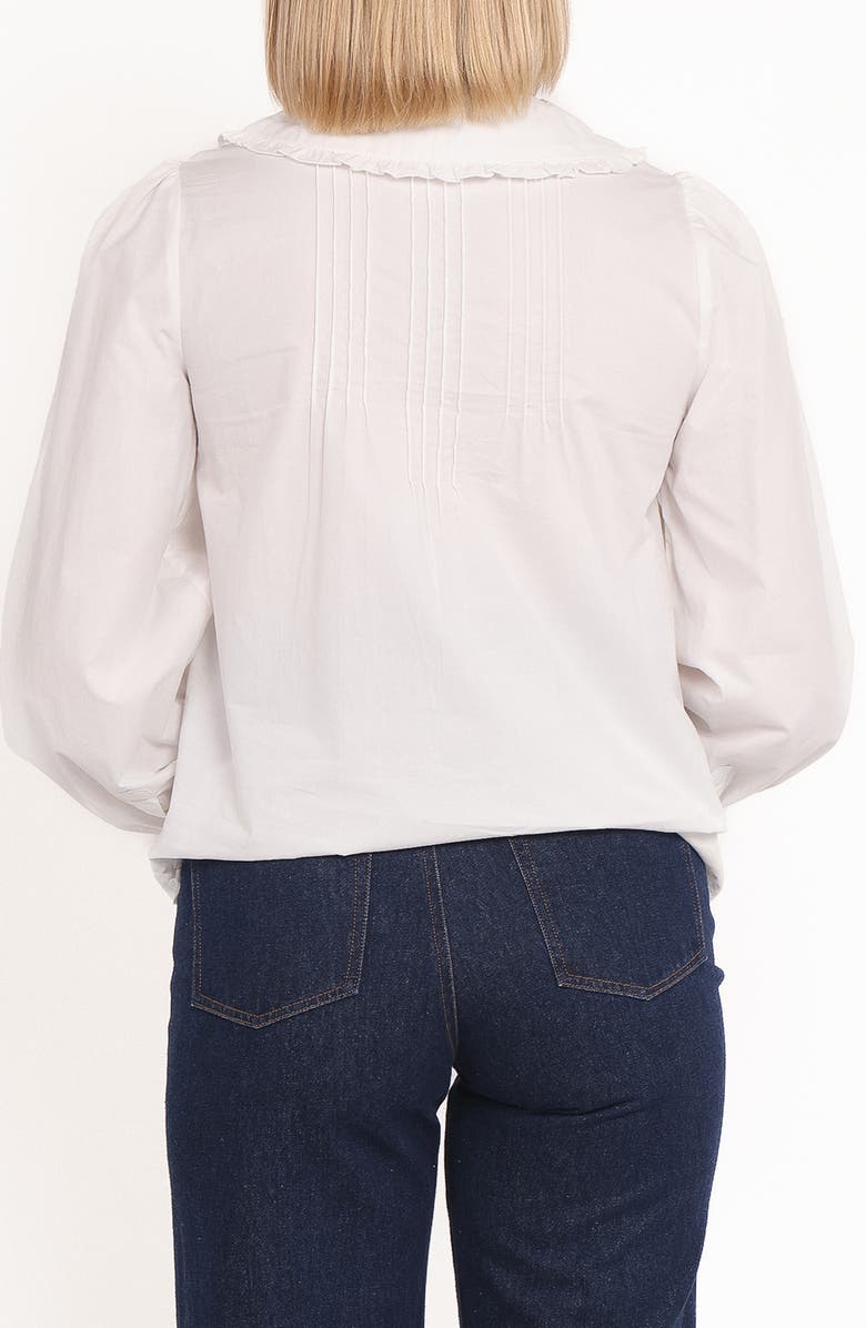 Petal & Pup Turner Pintuck Pleat Cotton Button-Up Shirt, Alternate, color, White