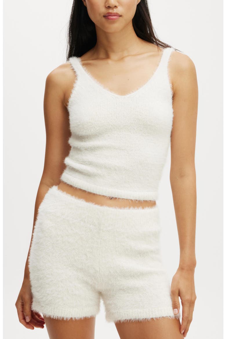 Women's Novelty Knitted Short, Alternate, color, Coconut Milk Fluffy