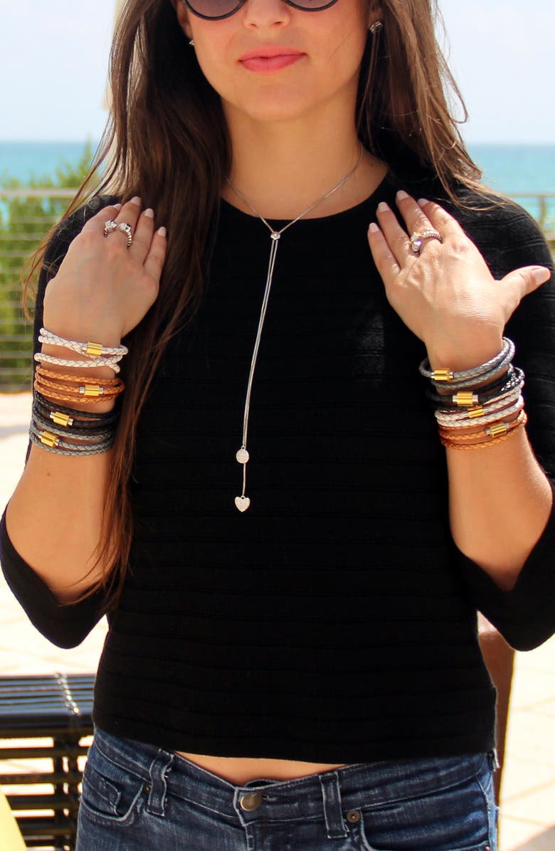 Liza Schwartz Leather Wrap Bracelet, Alternate, color, Black