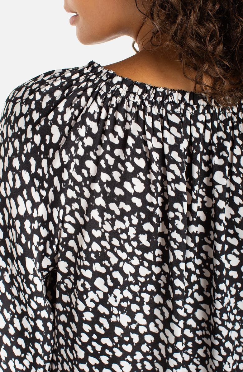 Liverpool Los Angeles Front Button Top, Alternate, color, Black/ Cream Hearts