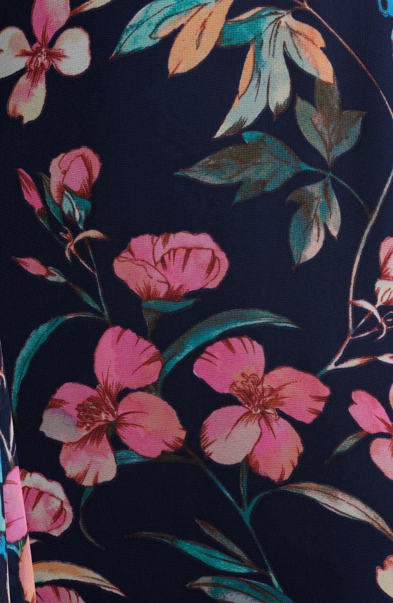 Eliza J Floral Long Sleeve Cascade Ruffle Maxi Dress, Alternate, color, 