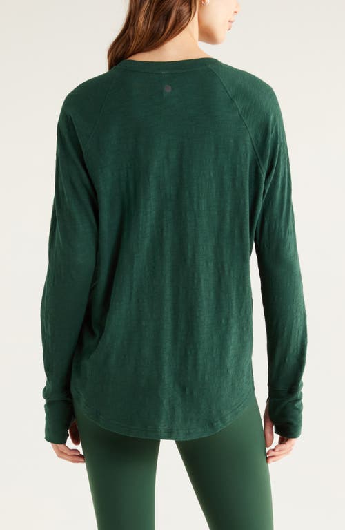 Zella Relaxed Washed 2.0 Long Sleeve Slub Tee In Green
