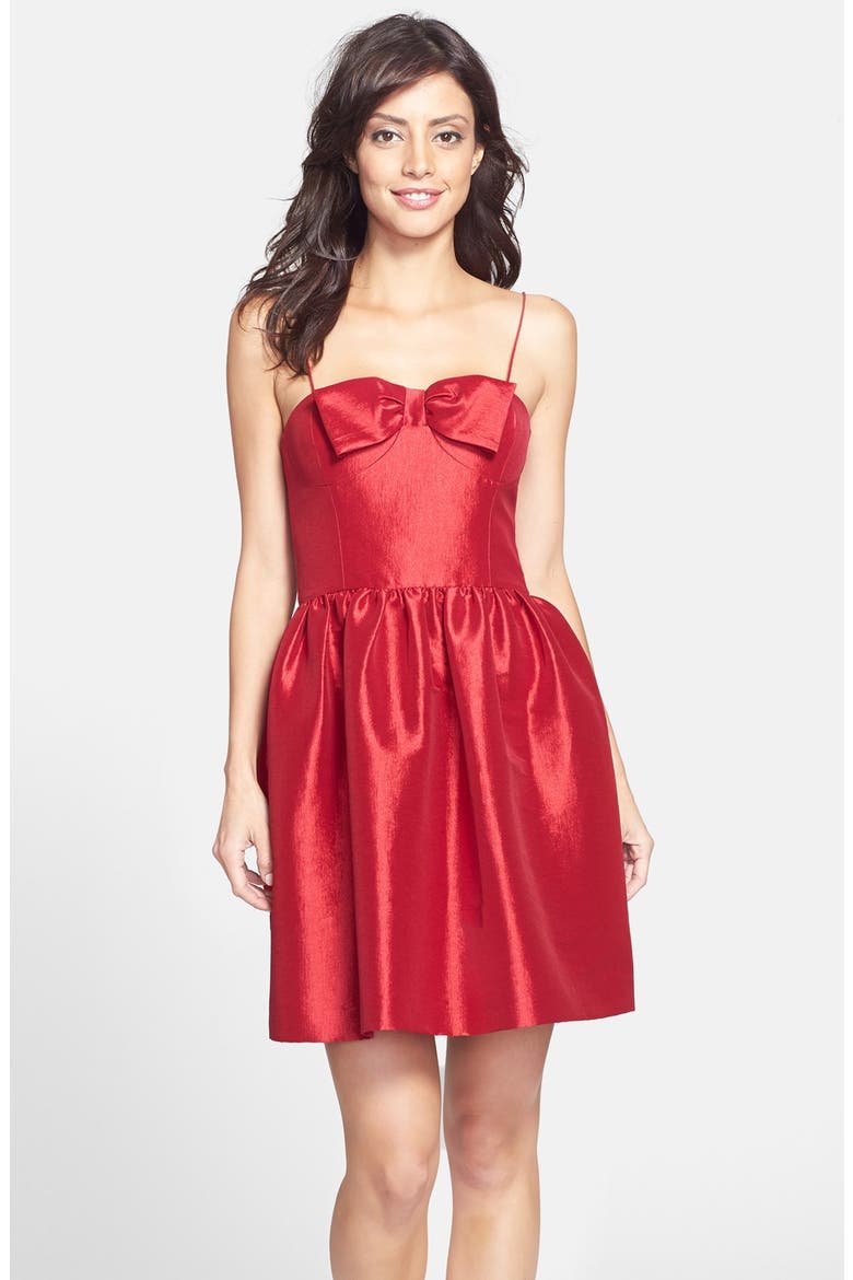 by Cynthia Steffe Taffeta Fit & Flare Dress, Main, color, CRANBERRY