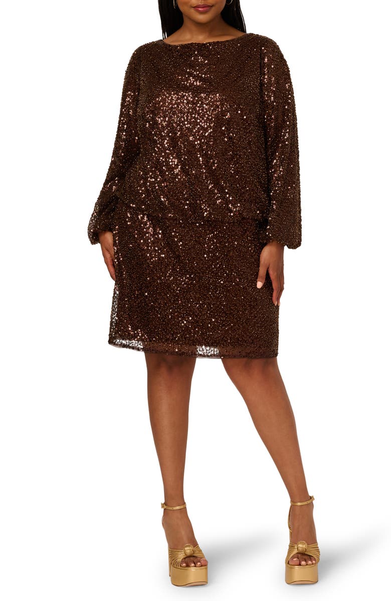 Adrianna Papell Sequin Embellished Cocktail Dress, Main, color, Timber