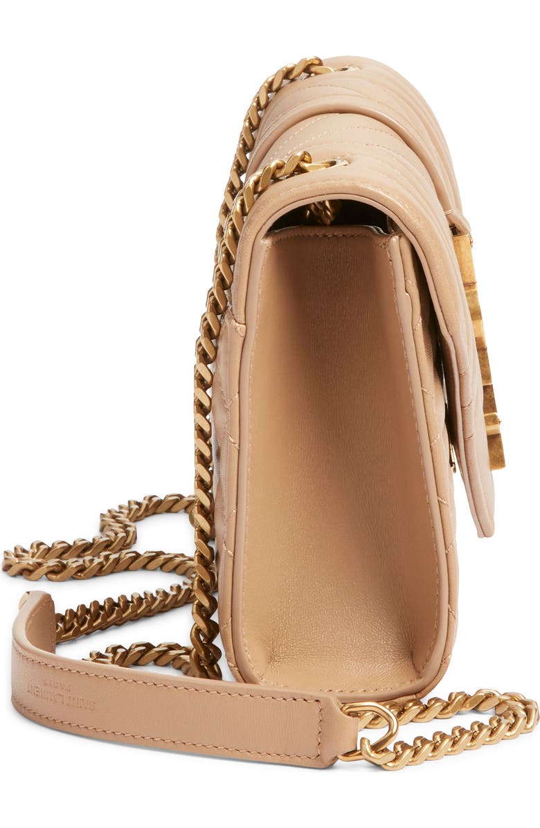 Saint Laurent Small Envelope Chain Strap Leather Shoulder Bag, Alternate, color, Dark Toffee