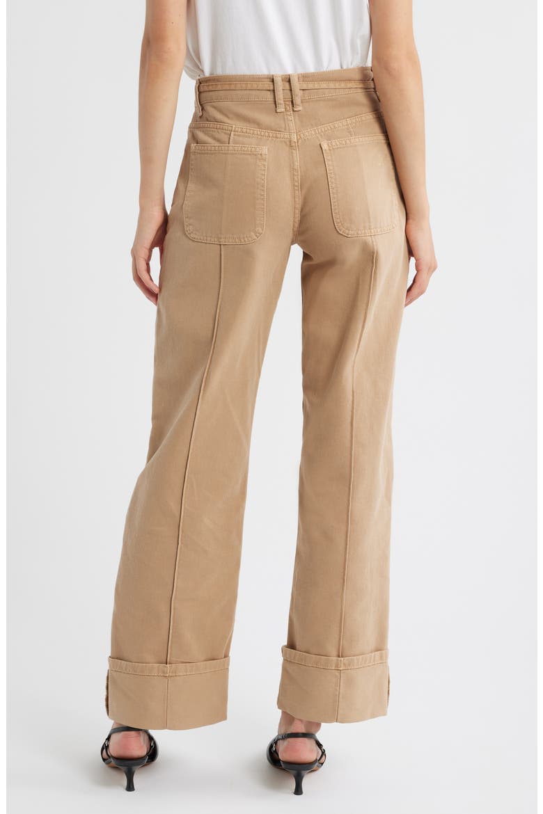 Sylvie Drawstring Cuffed Wide Leg Jeans, Alternate, color, TAN