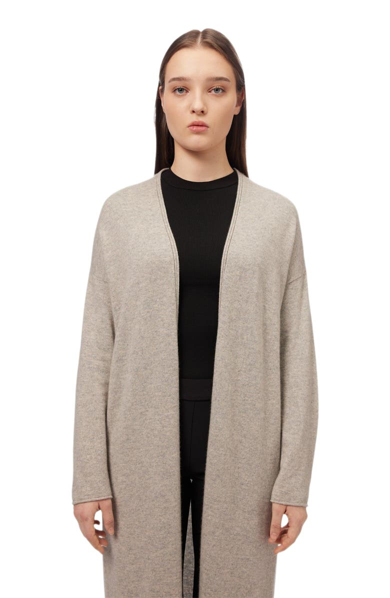 GOBI Mongolian Cashmere 3D Longline Cardigan, Alternate, color, Dawn Grey