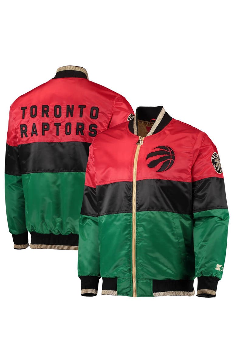 STARTER Men's Starter Red/Black/Green Toronto Raptors Black History Month NBA 75th Anniversary Full-Zip Jacket, Main, color, Red