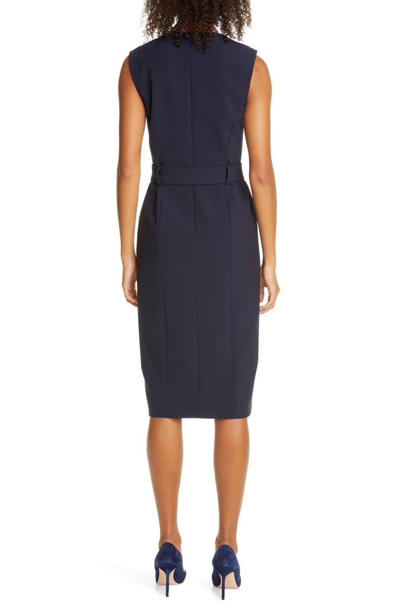 BOSS Dadorina Belted Front Slit Sheath Dress, Alternate, color, 