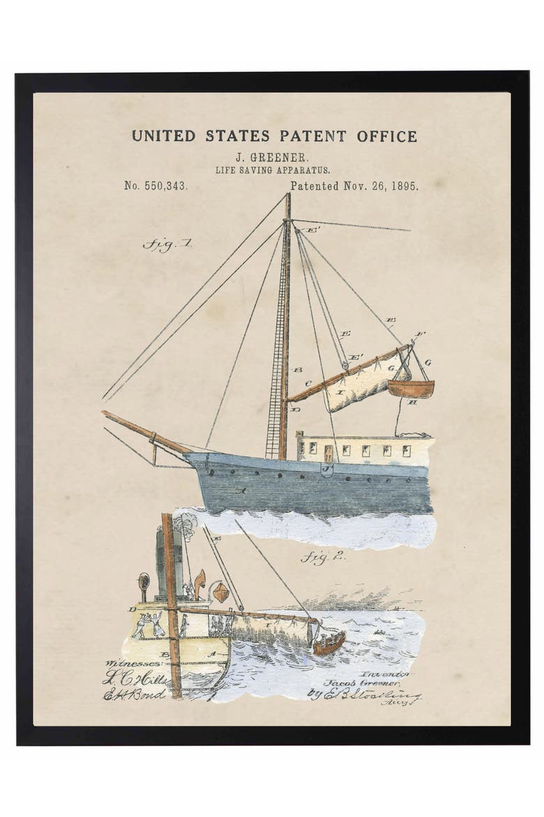 Life Saving Apparatus Patent in Black Frame, Main, color, No Color