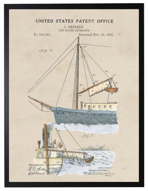 Life Saving Apparatus Patent in Black Frame